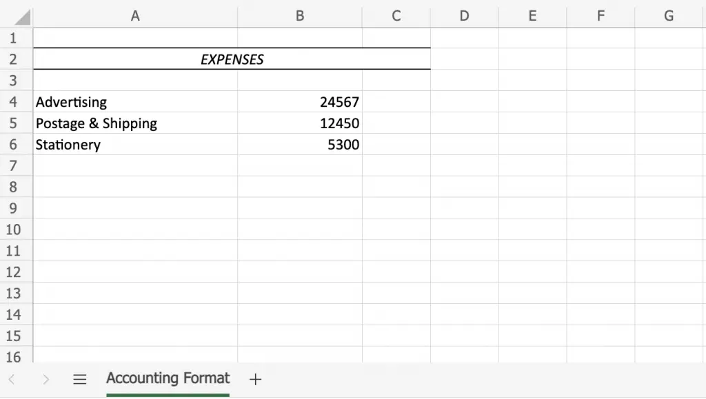 how to simultaneously apply accounting number format in excel